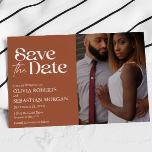 Save The Date Typographie moderne Terracotta Mariage photo