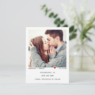 Save The Date Typographie noire minimaliste avec photo de coeur