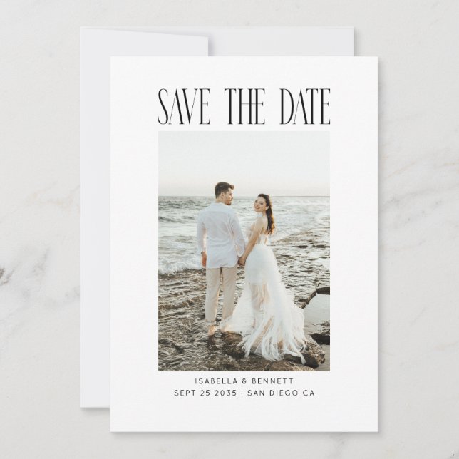 Save The Date Typographie photo minimale moderne  (Devant)
