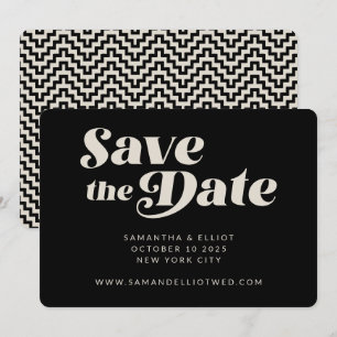 Save The Date Typographie Rétro Gras Mariage Noir Blanc Élégant
