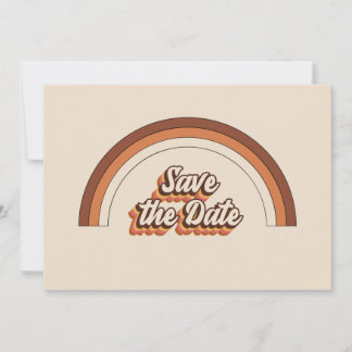 Save The Date Typographie Rétro Groovy 70s Arc-en-ciel Terracott