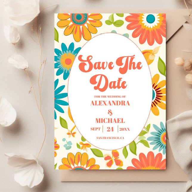 Save The Date Typographie rétro Mariage solaire d'été (Créateur téléchargé)