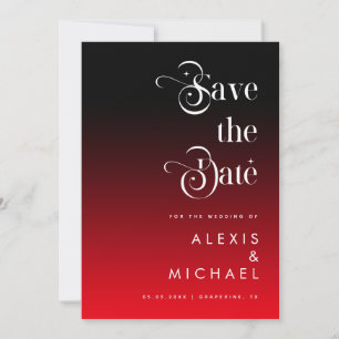 Save The Date Typographie Rétro Minimaliste Ombre Rouge Noir Rom