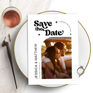 Save The Date Typographie Rétro Moderne Photo Arch Enregistrer L