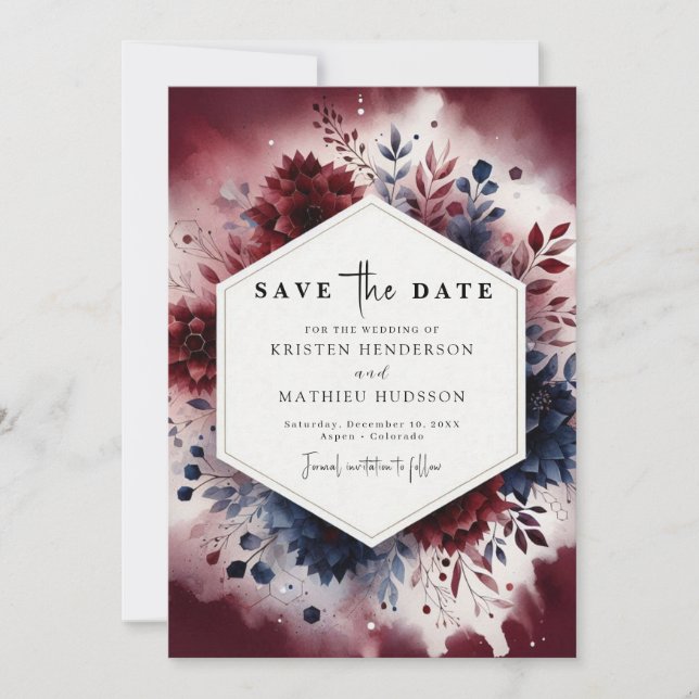 Save The Date Typographie romantique Bourgogne Mariage (Devant)