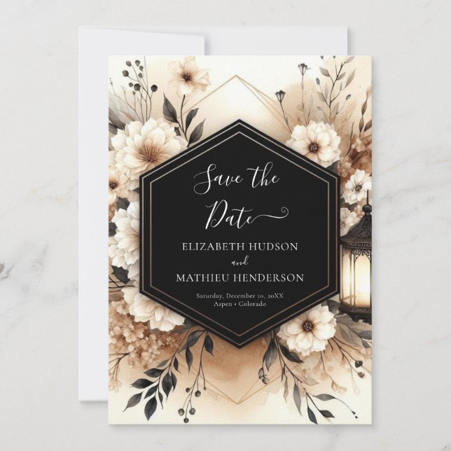 Save The Date Typographie romantique Mariage rustique (Devant)