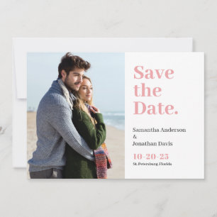 Save The Date Typographie rose pâle minimaliste moderne classiqu