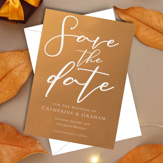 Save The Date Typographie Rustique Or Terre Tone Tendance Automn (Créateur téléchargé)