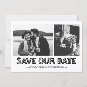 Save The Date Typographie scandinave noire Collage photo