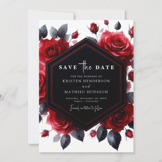Save The Date Typographie simple Crimson Mariage rouge (Devant)