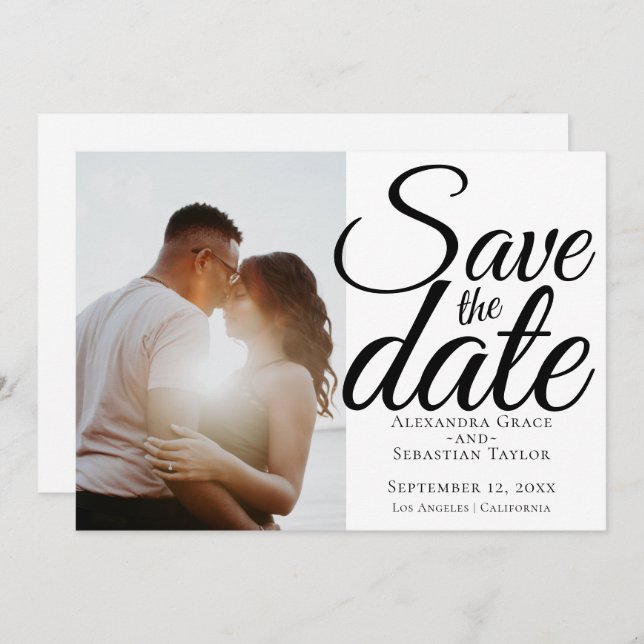 Save The Date Typographie Simple Élégante Mariage Enregistrer La (Devant / Derrière)