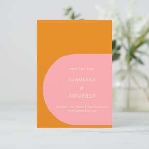 Save The Date Typographie simple géométrique rose et orange