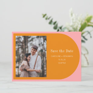 Save The Date Typographie simple géométrique rose orange