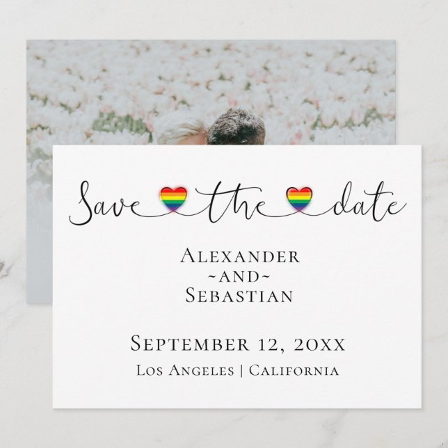 Save The Date Typographie Simple Mariage Gay Enregistrer La Date (Devant / Derrière)