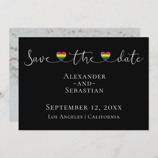 Save The Date Typographie Simple Mariage Gay Enregistrer La Date (Devant / Derrière)