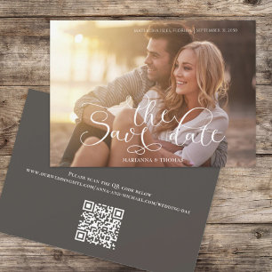 Save The Date Typographie simple moderne Photo QR Code Site Web