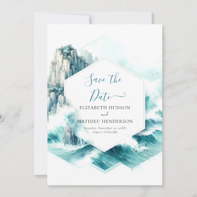 Save The Date Typographie stylée Mariage nautique (Devant)