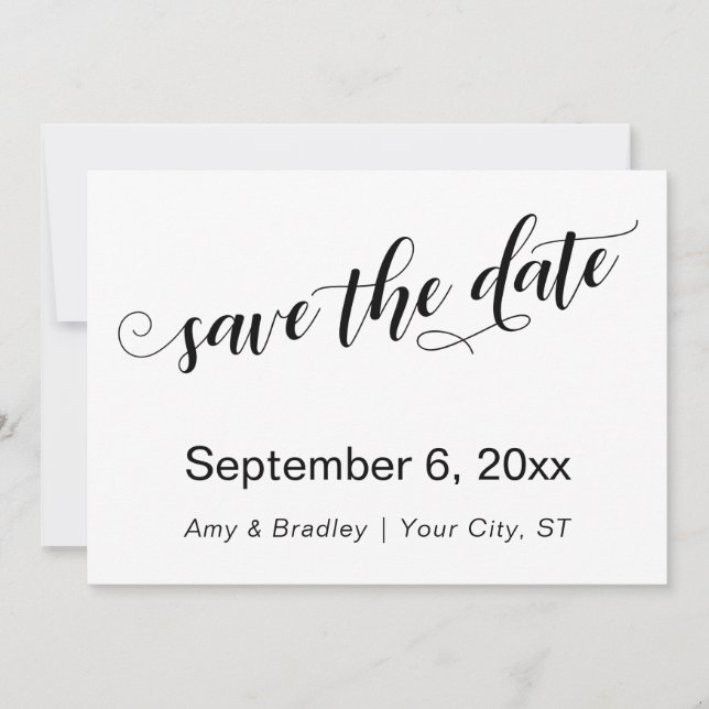 Save The Date Typographie subtile et chic sur fond blanc pour la (Devant)