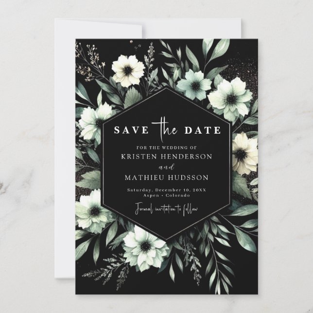 Save The Date Typographie Whimsèque moderne Sage Mariage vert (Devant)