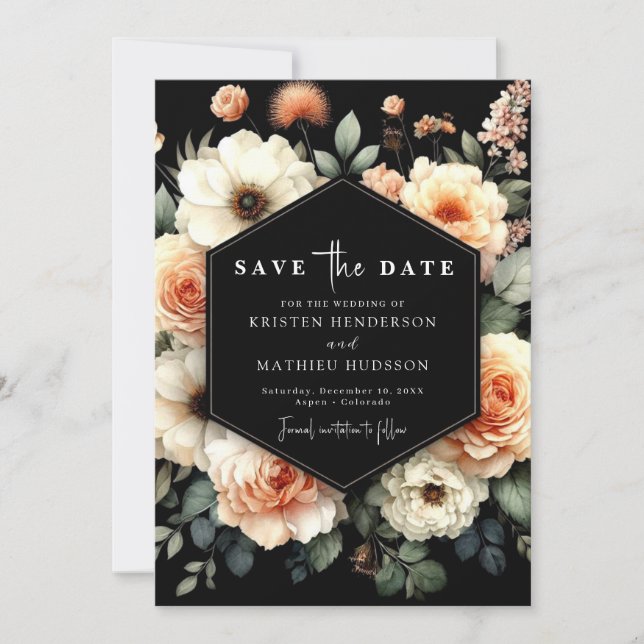 Save The Date Typographie Whimsical Peach Mariage (Devant)