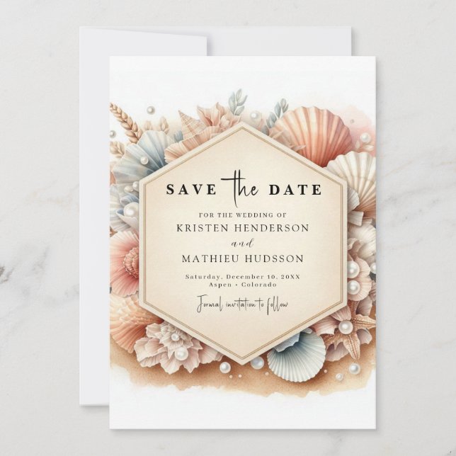 Save The Date Typographie Whimsical Plage Mariage (Devant)