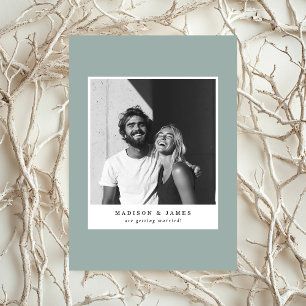 Save The Date Ultra Minimal Casual Photo Mariage Gris Bleu