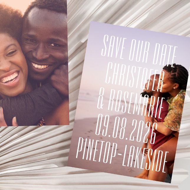 Save The Date Ultra Modern 2 Photos complètes Gros Mariage de dé (Créateur téléchargé)