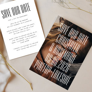 Save The Date Ultra Modern Simple Photo Gros Détails Gras Mariag