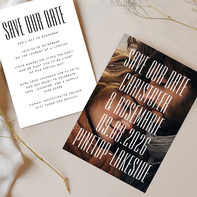 Save The Date Ultra Modern Simple Photo Gros Détails Gras Mariag (Créateur téléchargé)