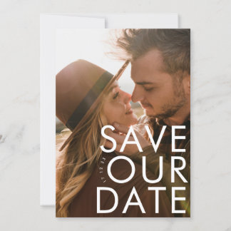 Save The Date Ultra-moderne Gras Blanc Multi Photo Personnalisé