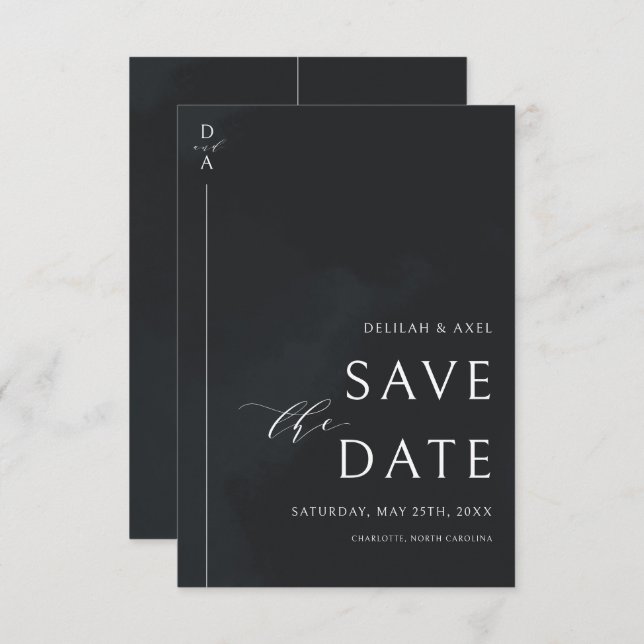 Save The Date Ultra-moderne minimal noir & blanc Enregistrer la  (Devant / Derrière)