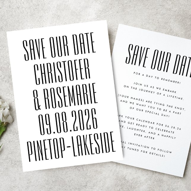 Save The Date Ultra Simple No Photo Big Bold Details Mariage (Créateur téléchargé)