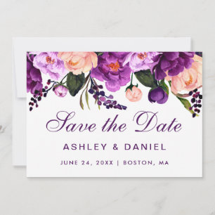 Save The Date Ultra Violet Violet Floral Enregistrer La Date PW