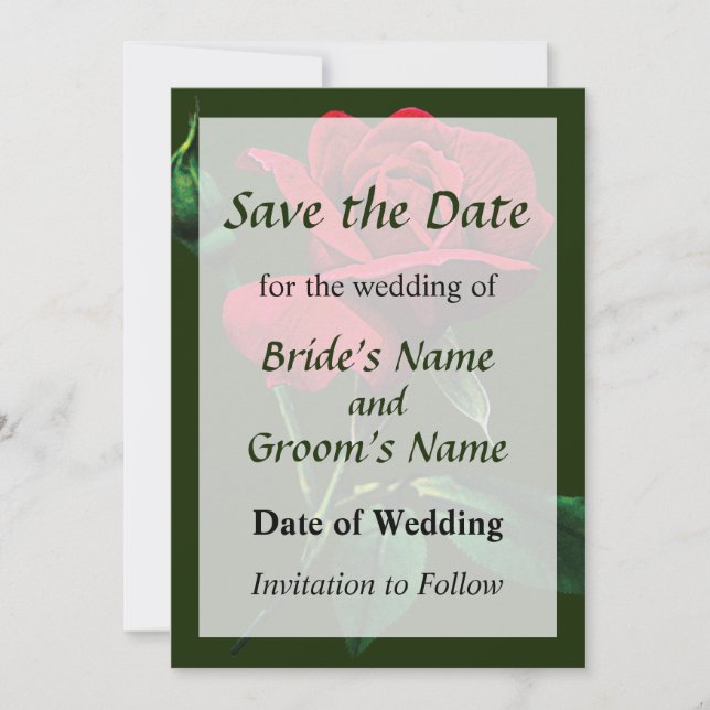 Save The Date Un bourgeon de rose rouge, sauvez la date (Devant)