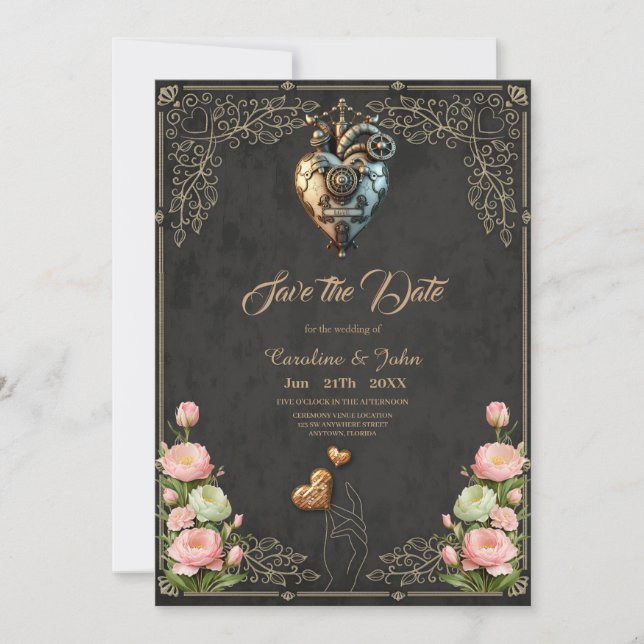 Save The Date Un coeur steampunk impressionnant (Devant)