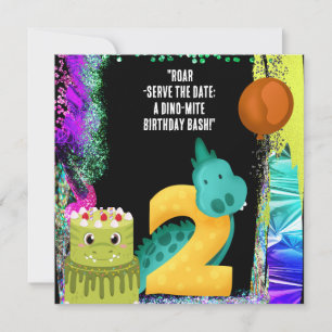 Save The Date Un Dinosaur 2ème fête d'anniversaire