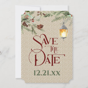 Save The Date Un hiver simple avec Mariage à lanterne