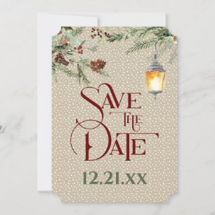 Save The Date Un hiver simple avec Mariage à lanterne