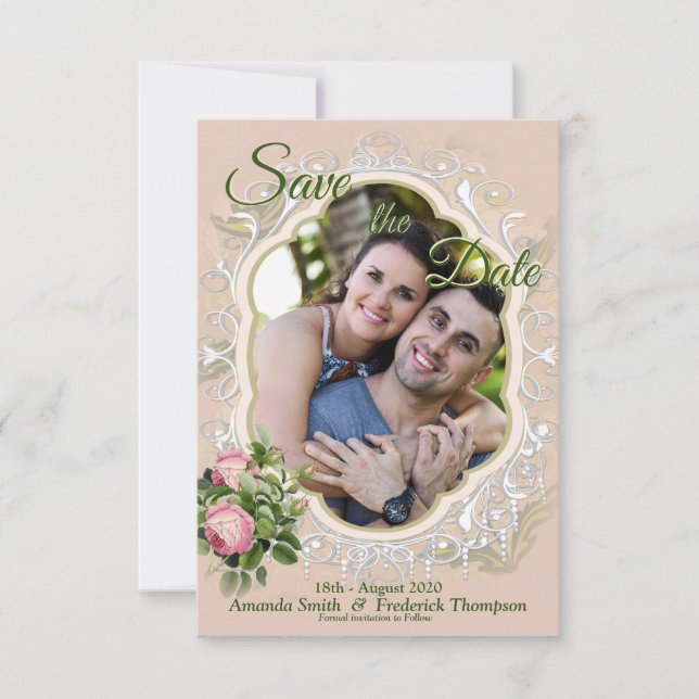 Save The Date Un jardin buissonnant victorien vert Enregistrer l (Devant)