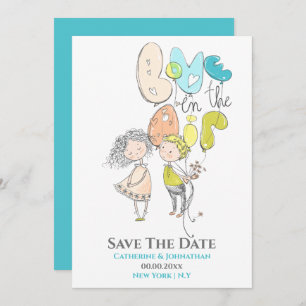 Save The Date Un joli couple d'illustration amour dans l'air aqu