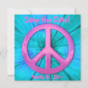 Save The Date Un joli signe de paix rose sur l'explosion Abstrai