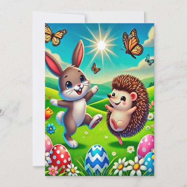 Save The Date Un lapin et un hérisson heureux (Devant)
