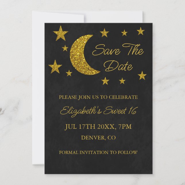 Save The Date Under The Stars Sweet 16 (Devant)