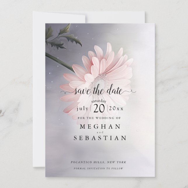Save The Date Une Belle Marguerite Rose (Devant)