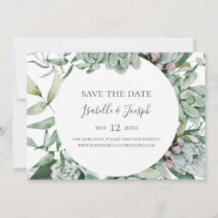 Save The Date Une verdure succulente Enregistrement horizontal