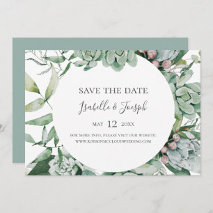 Save The Date Une verdure succulente Sage horizontal Enregistr