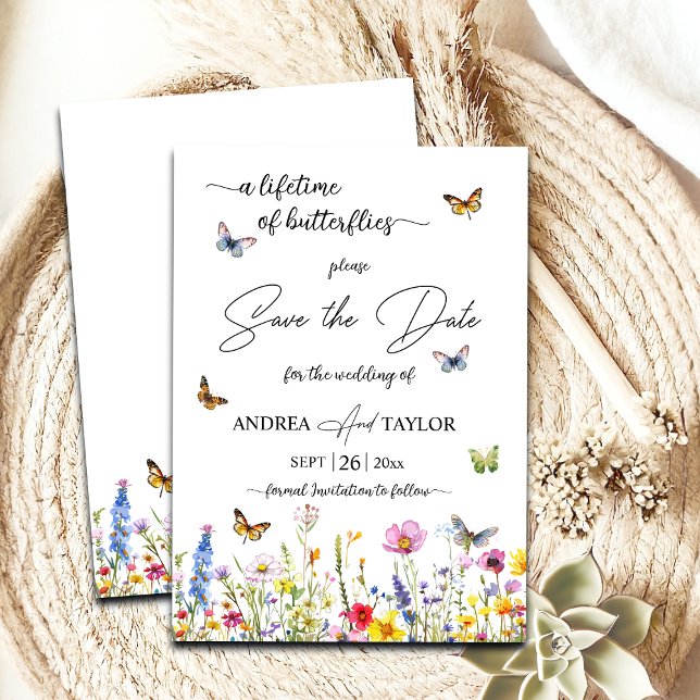 Save The Date Une vie de Fleurs sauvages de papillons (Créateur téléchargé)
