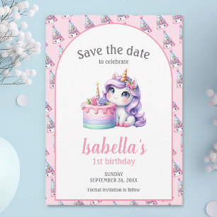 Save The Date Unicorn Cute Magique fête d'anniversaire