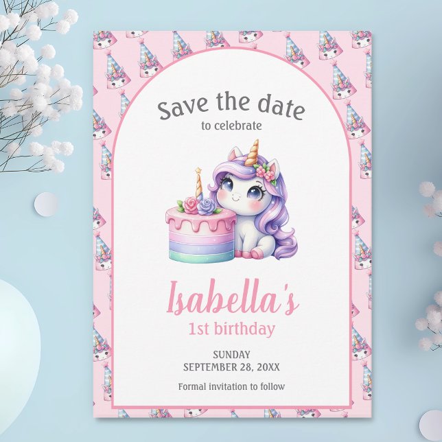 Save The Date Unicorn Cute Magique fête d'anniversaire (Créateur téléchargé)