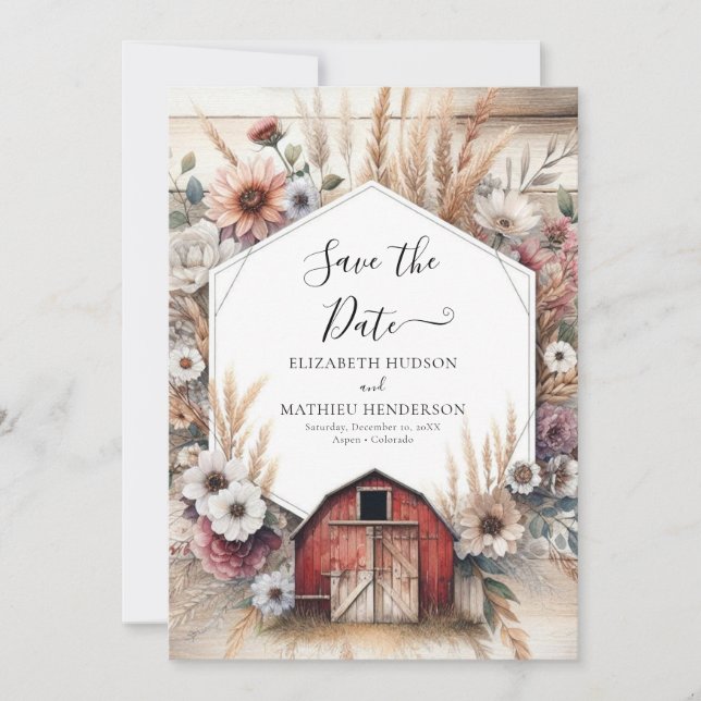 Save The Date Unique Boho Barnyard Mariage (Devant)